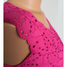 Top en coton broderie de Saint-Gall 674 Fushia