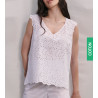 Top en coton broderie de Saint-Gall 010 Blanc