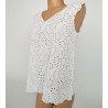 Top en coton broderie de Saint-Gall 010 Blanc