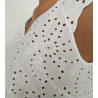 Top en coton broderie de Saint-Gall 010 Blanc