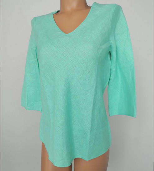 T-shirt en lin et dos Macramé 930 Menthe