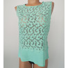 Top sans manches Lin et Macramé 930 Menthe