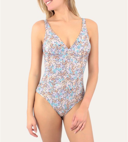 Maillot 1P fleuri Scala Lilas 64
