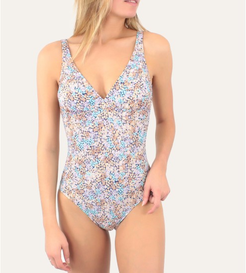 Maillot 1P fleuri Scala Lilas 64