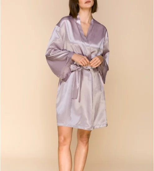 Kimono in Satin-Lila-Dunst...