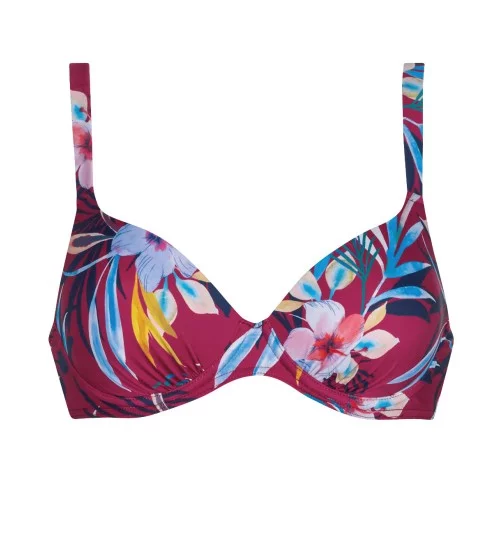 Haut de maillot push-up fleursl Bordeaux 50