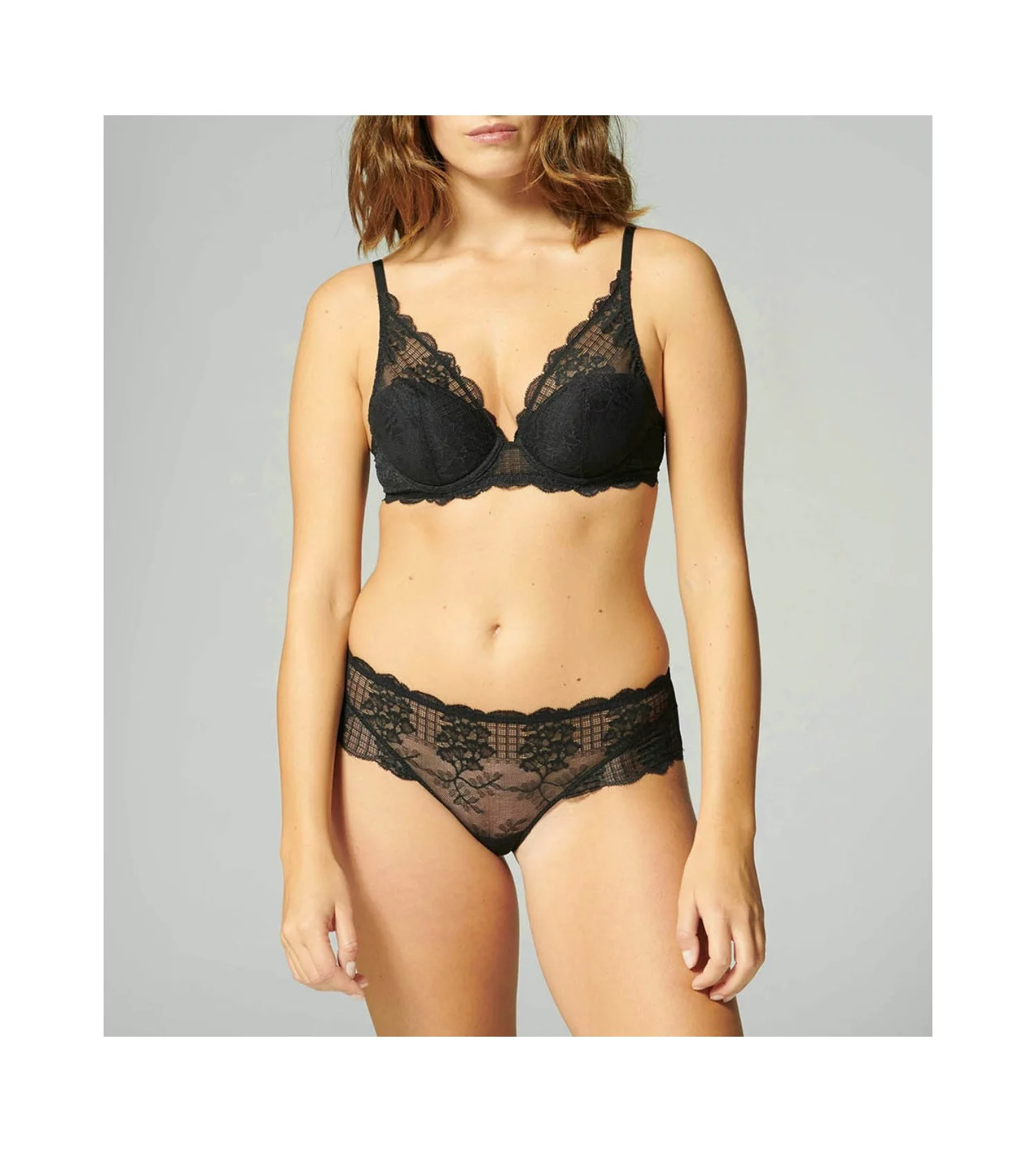 Shorty en dentelle et tulle Reve Noir Simone Perele Lingerie Sipp