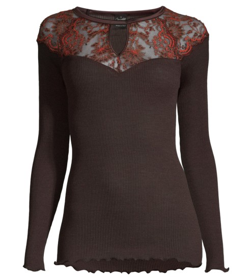 Top Laine et Soie avec dentelle 390 Moka