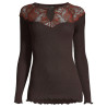 Top Laine et Soie avec dentelle 390 Moka