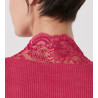 Top en Laine & Soie à col dentelle 624 Fushia