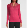 Top en Laine & Soie à col dentelle 624 Fushia
