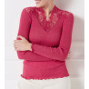 Top en Laine & Soie à col dentelle 624 Fushia