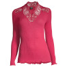 Top en Laine & Soie à col dentelle 624 Fushia