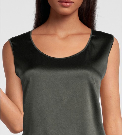 Caraco en satin de Soie stretch 932 Bosco