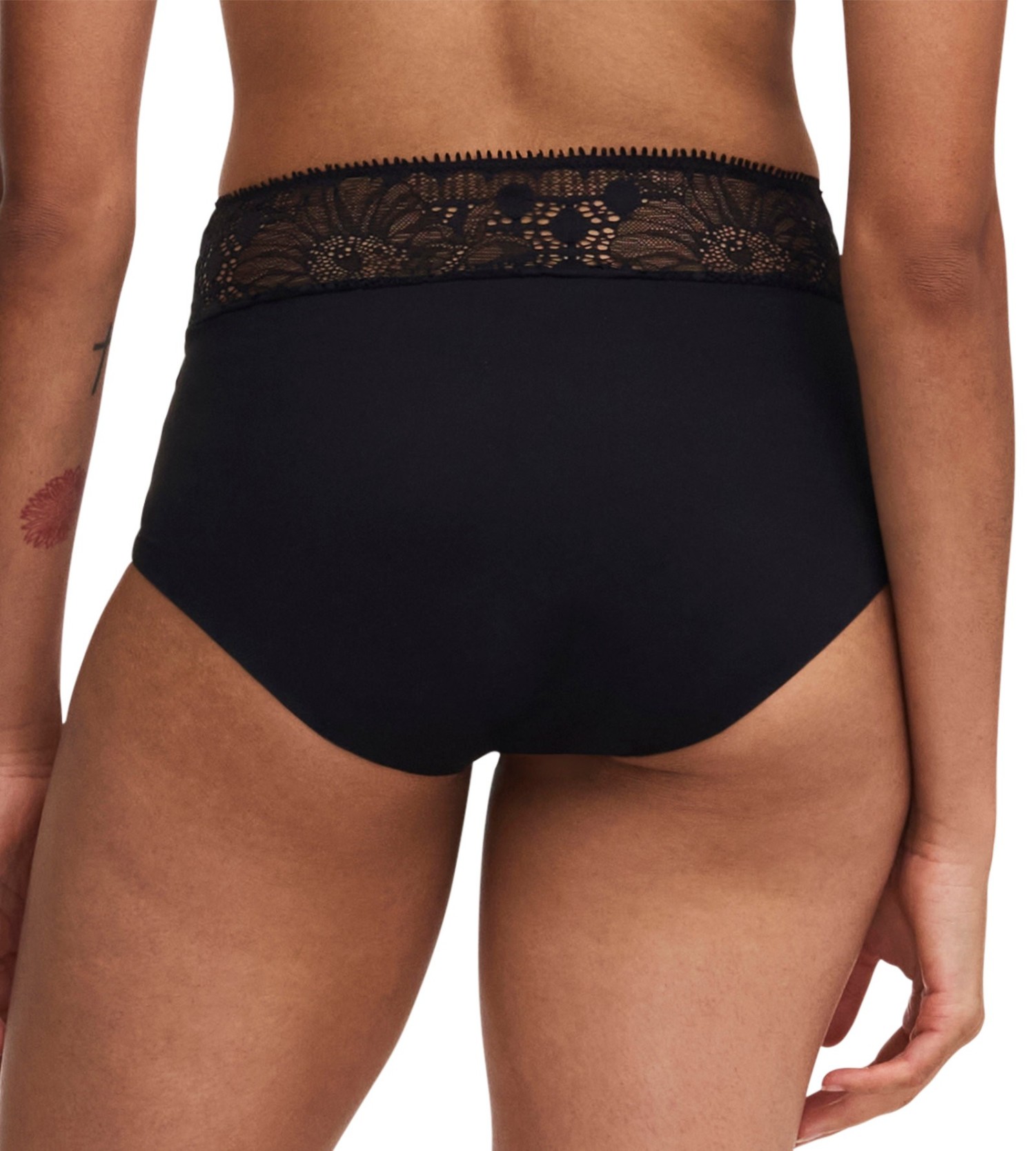 Culotte Menstruelle Haute Noire avec Dentelle - Marie fil