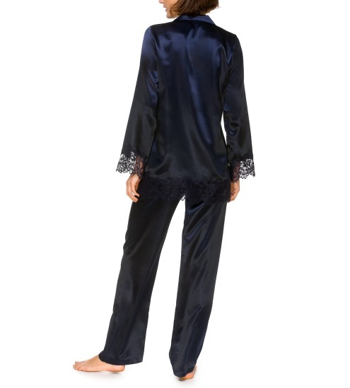 Pyjama élégant en satin et dentelle Dark Navy 310