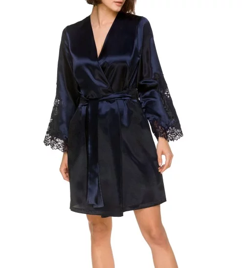 Déshabillé en satin manches évasées Dark Navy 310