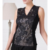 Top sans manches en laine et soie 020 NOIR