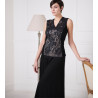 Top sans manches en laine et soie 020 NOIR