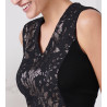 Top sans manches en laine et soie 020 NOIR