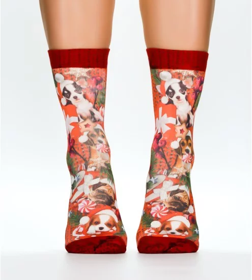 Chaussettes femme Puppy Santa IMPRIME