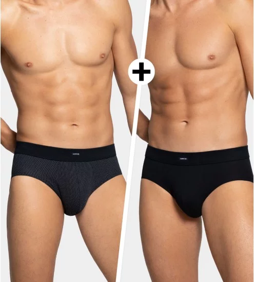 Lot de 2 slips à motif pois NB039 Noir/ Blanc