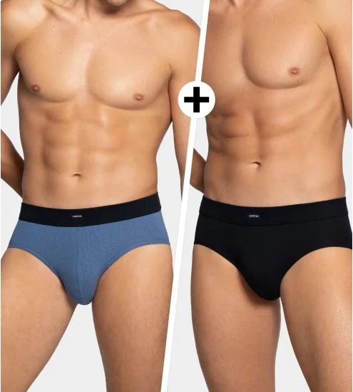 Lot de 2 slips à motif pois BL020 Bleu/ Noir