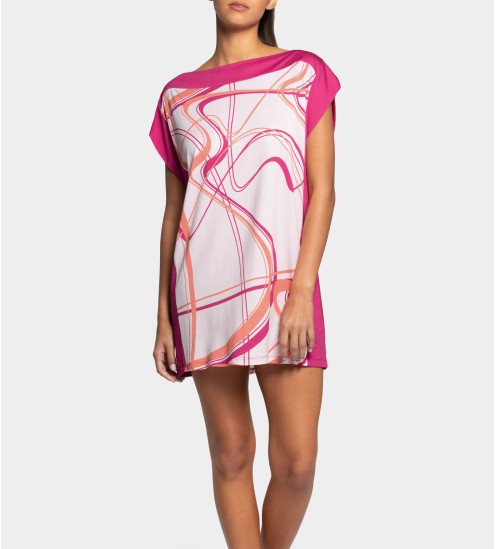 Chemise de nuit en modal coloré PK011 Fushia / Orange