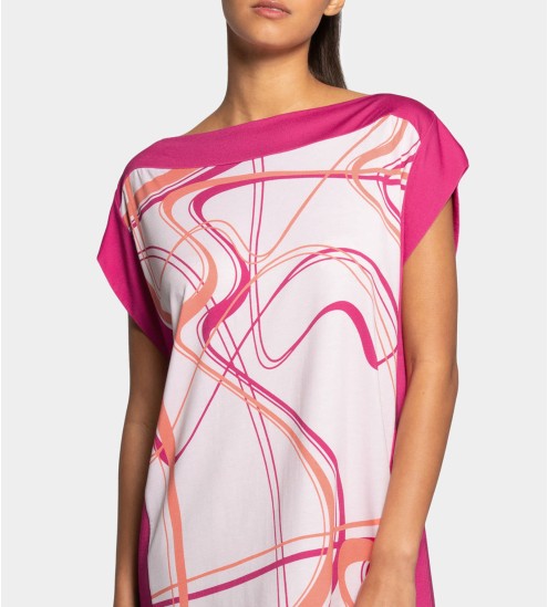 Chemise de nuit en modal coloré PK011 Fushia / Orange