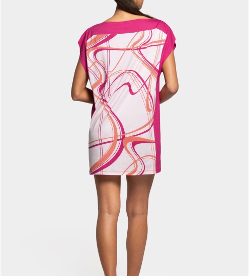 Chemise de nuit en modal coloré PK011 Fushia / Orange