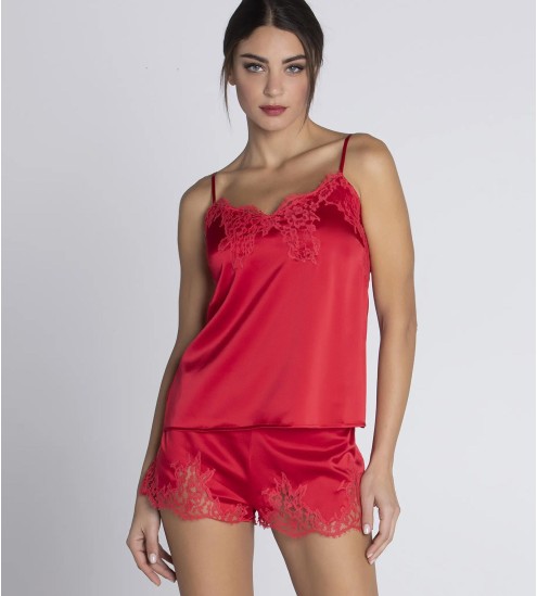 Caraco dentelle Splendeur Soie ROUGE