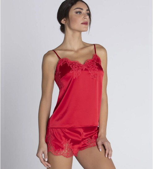 Caraco dentelle Splendeur Soie ROUGE