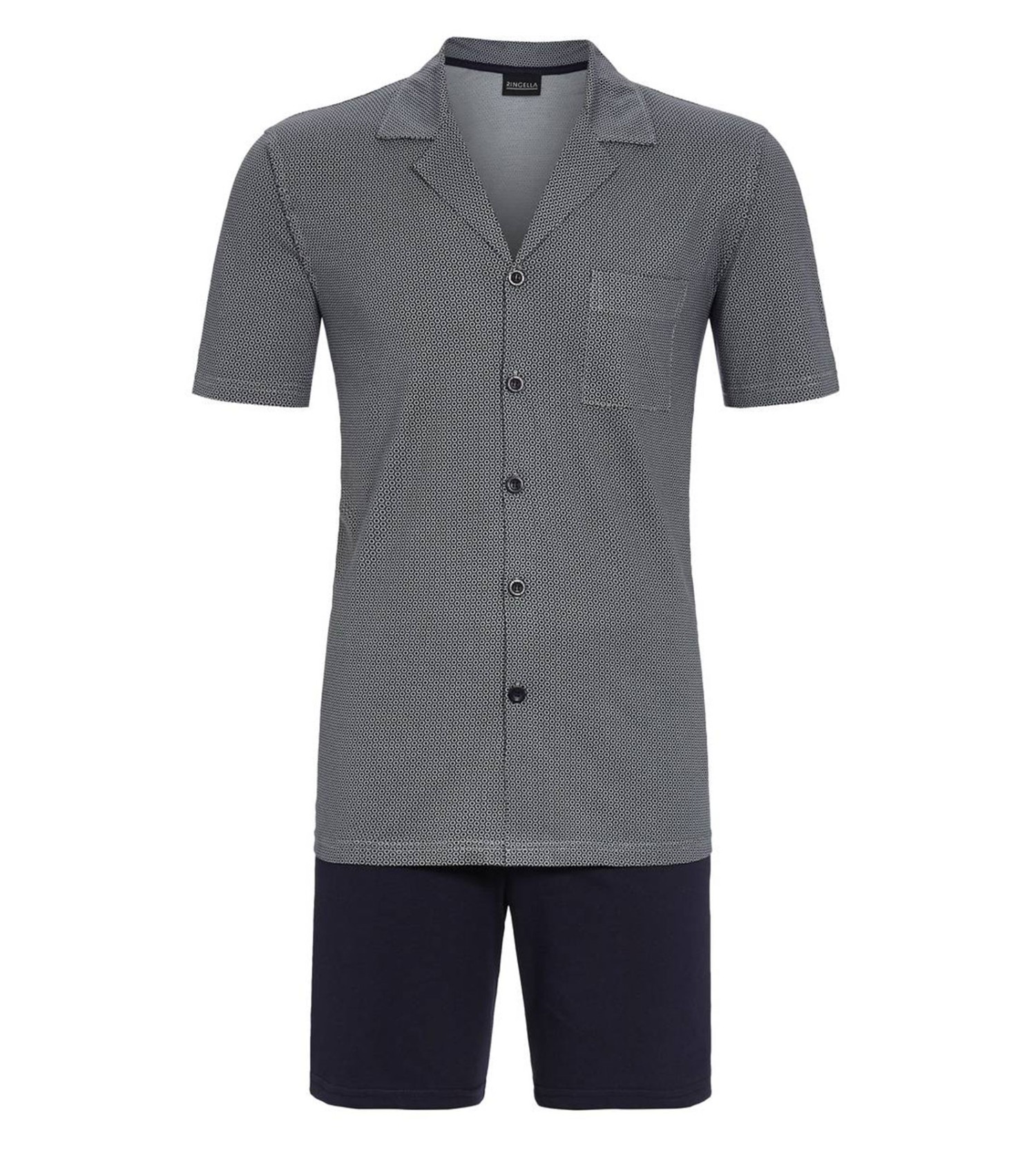 T-shirt Henley confort manches courtes - coton biologique (**), bleu