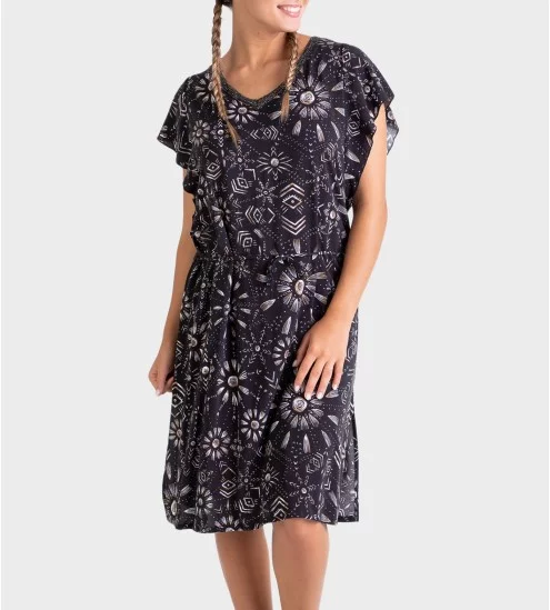 Robe d'été imprimée noir et...