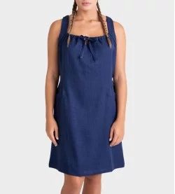 Robe sans manches nouée bleu marine