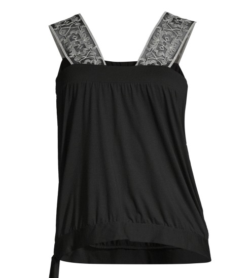 Top en modal et tulle brodé liberty 20 Noir