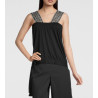 Top en modal et tulle brodé liberty 20 Noir