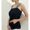 Top en modal et tulle brodé liberty 20 Noir