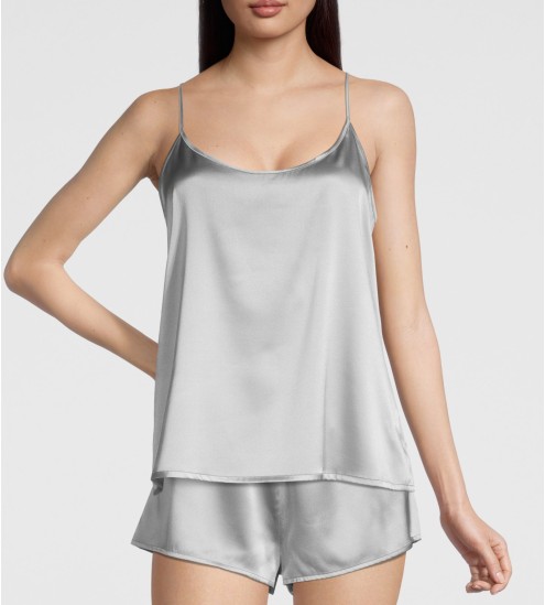 Caraco en satin de Soie stretch 270 Argento