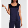 Caraco en satin de Soie stretch 474 Bleu Marine