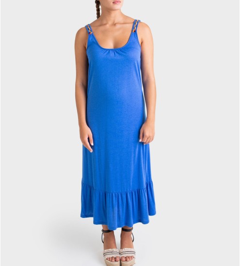 Blauer Strand langes Kleid