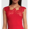 Top en fil d'Ecosse et dentelle 664 Rouge