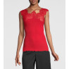 Top en fil d'Ecosse et dentelle 664 Rouge