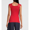 Top en fil d'Ecosse et dentelle 664 Rouge