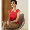 Top en fil d'Ecosse et dentelle 664 Rouge