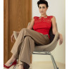 Top en fil d'Ecosse et dentelle 664 Rouge