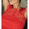 Top en fil d'Ecosse et dentelle 664 Rouge