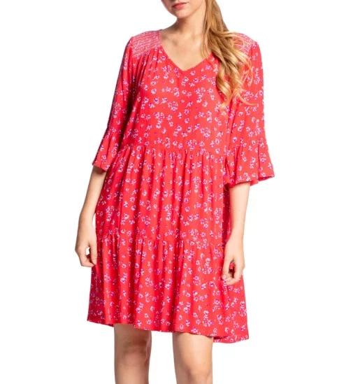 Robe manches 3/4 ROUGE