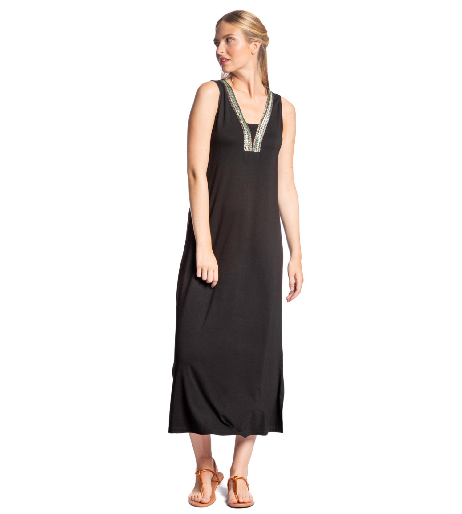 Robe Longue Noire Sans Manches BCBG Max Azria - Taille XXS (2XS) - Modèle Sara - Neuf Avec étiquettes