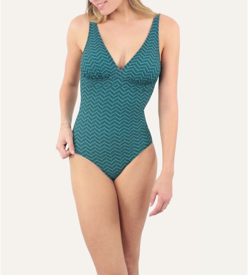 Maillot 1 pièce coupé Lagune 26 Vert Pin
